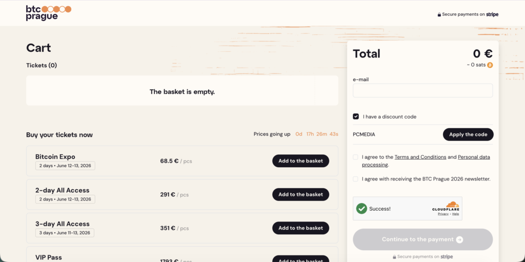 Promo code for BTC Prague